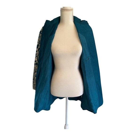 Teal and Gold Embroidered Jacket - Picture 6 of 11